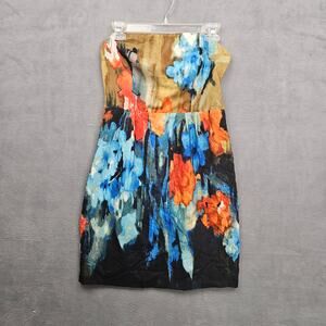 Anthropologie Splashed Palette Dress by Moulinette Soeurs Strapless Floral Sz 4